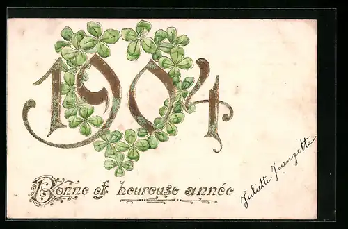 AK Jahreszahl 1904 mit Kleeblätter-Herz