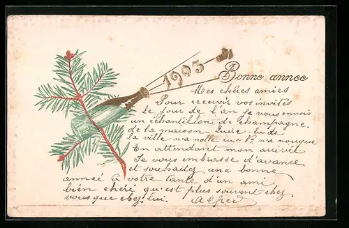 AK Sektflasche mit Jahreszahl 1903