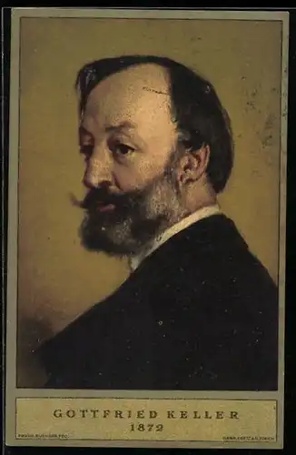 Künstler-AK Schweizer Bundesfeier 1919, Portrait von Gottfried Keller, Ganzsache