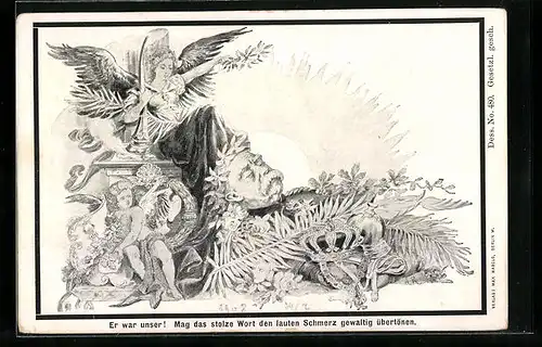 AK Bismarck aufgebahrt mit Engeln