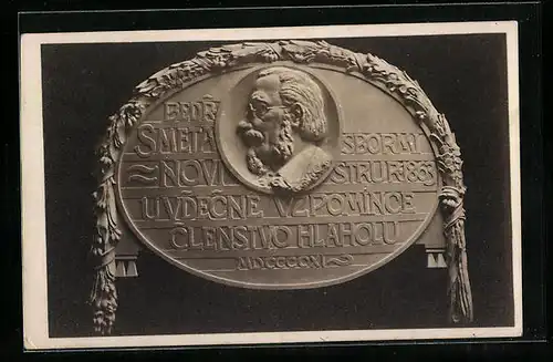 AK Bedrich Smetana, Ansicht einer Gedenktafel