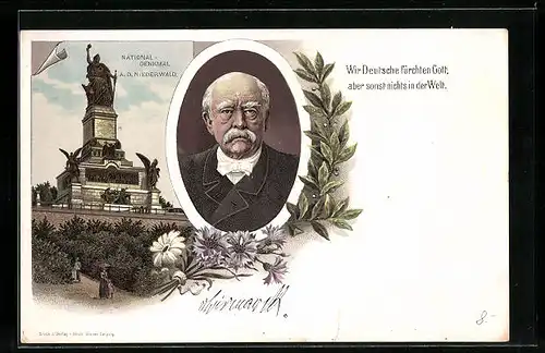 Lithographie Bismarck, Nationaldenkmal a. d. Niederwald
