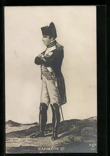 AK Napoleon in Uniform mit Säbel auf dem Feld