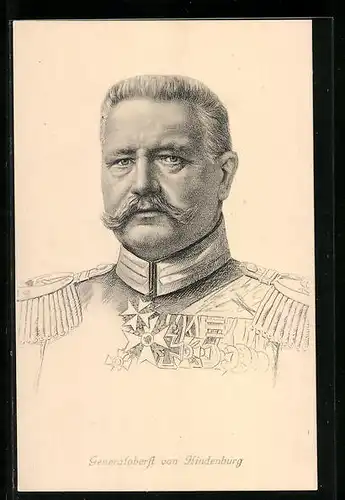 Künstler-AK Portrait Generaloberst Paul von Hindenburg