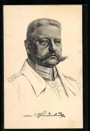 Künstler-AK Paul von Hindenburg als Generalfeldmarschall in Uniform