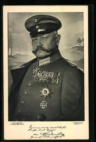 AK Paul von Hindenburg in Uniform mit Orden
