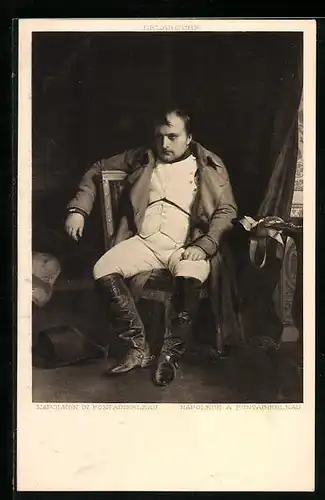 AK Napoleon nachdenklich auf einem Stuhl sitzend
