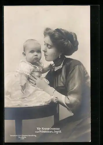 AK Kronprinsessa und Prinsessan Ingrid als niedliches Baby