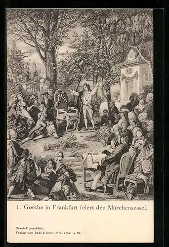 Künstler-AK Frankfurt, Goethe feiert den Märchensessel