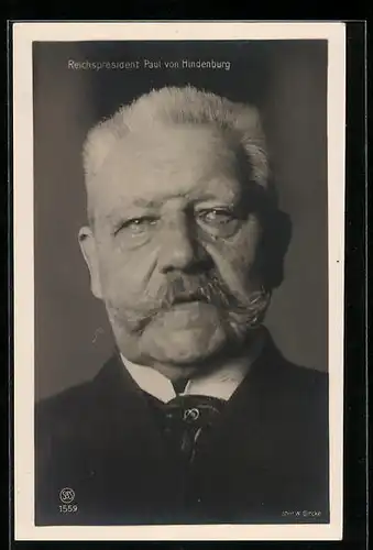 AK Reichspräsident Paul von Hindenburg, Porträt