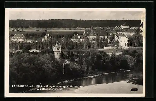 AK Landsberg a. L., Blick v. Jungfernsprung a. Mutterturm und Gefangenenanstalt