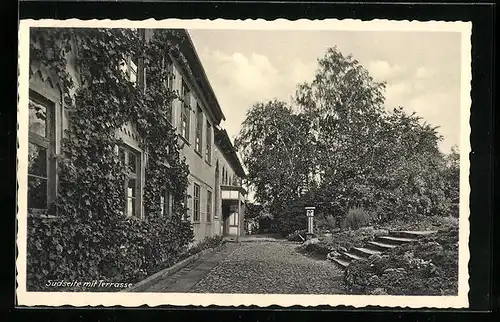 AK Wolfenbüttel, Breymanns Institut, Haus Neu-Watzum, Südseite mit Terrasse