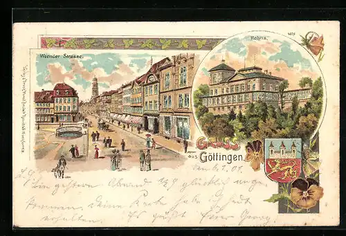 Lithographie Göttingen, Weender Strasse, Rohns