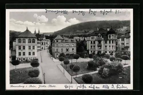 AK Sonneberg i. Thür., Jutta-Platz aus der Vogelschau