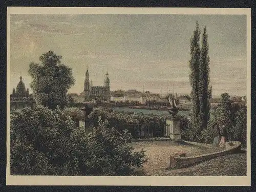 Künstler-AK Dresden, Altstadt vom Palaisgarten aus, um 1850