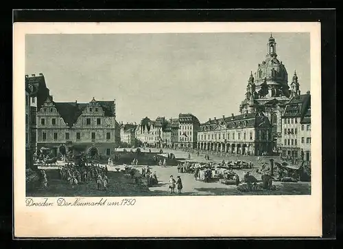 Künstler-AK Dresden, Der Neumarkt um 1750