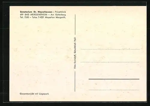 AK Bad Mergentheim, Sanatorium Dr. Mayerhausen mit Umgebung