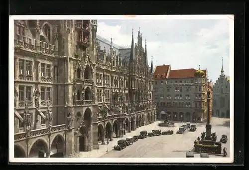AK München, Rathaus mit Mariensäule