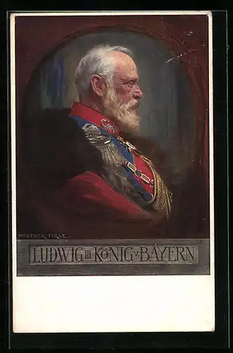 Künstler-AK König Ludwig III. von Bayern in Uniform