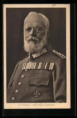 AK SM König Ludwig III. von Bayern in Uniform mit Ordensspange und EK