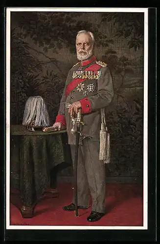 Künstler-AK König Ludwig III. von Bayern in Uniform