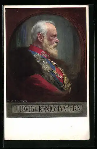 Künstler-AK König Ludwig III. von Bayern in Uniform