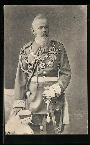 AK Prinzregent Luitpold in Uniform mit Ordensspange und Säbel