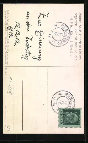 Künstler-AK Portrait Prinzregent Luitpold im Sessel sitzend