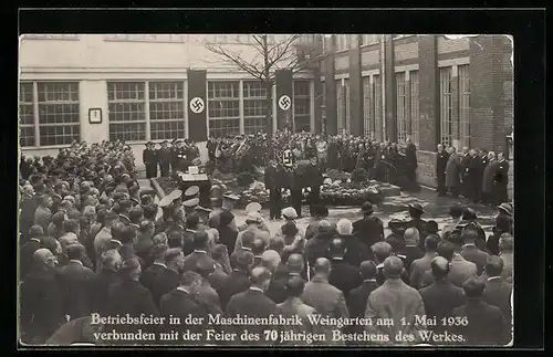 AK Weingarten, Betriebsfeier in der Maschinenfabrik am 1. Mai 1936, n