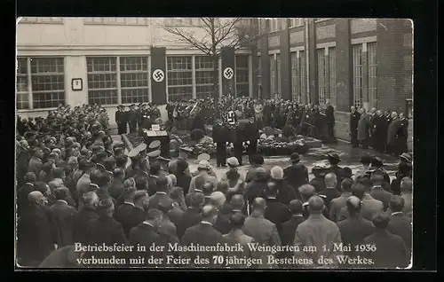 AK Weingarten, Betriebsfeier in der Maschinenfabrik am 1. Mai 1936, n