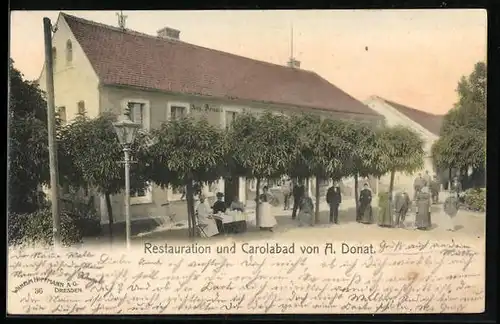 AK Bad Oppelsdorf, Restauration und Carolabad von A. Donat