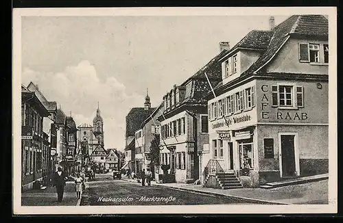 AK Neckarsulm, Marktstrasse, Café Raab