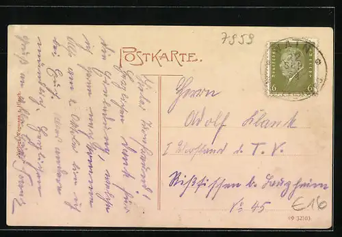 AK Wain, Kirchstrasse mit Rathaus