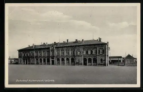 AK Aulendorf /Württ., Platz mit Bahnhof