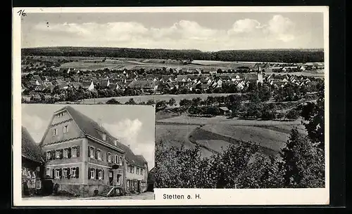 AK Stetten a. H., Gasthaus und Metzgerei zur Krone, Teilansicht