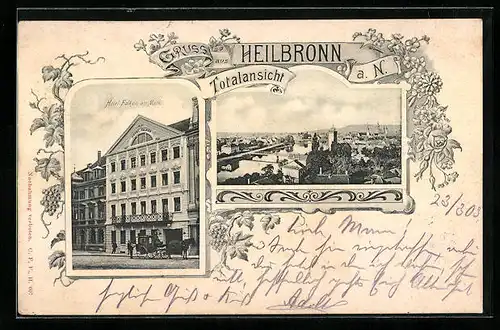 AK Heilbronn, Hotel Falken am Markt, Totalansicht