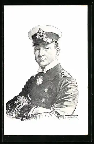 AK Portrait Kapitänleutnant Weddigen, Kommandant U-Boot U9