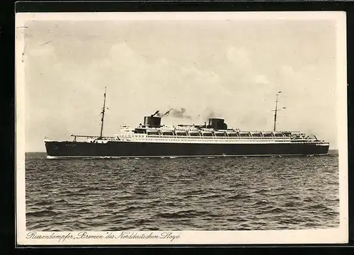 AK Passagierschiff Bremen des Norddeutschen Lloyd