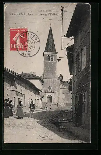 AK Feillens, Rue de l`Église, Strassenpartie