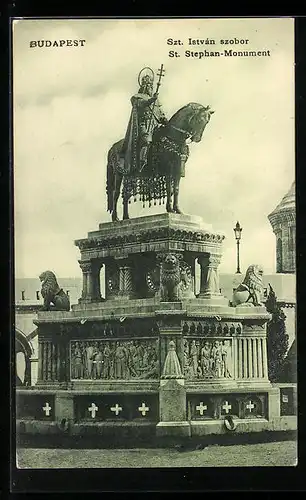 AK Budapest, Szt. Istvan szobor, St. Stephan-Monument