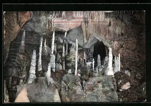 AK Rübeland / Harz, Baumannshöhle, Säulenhalle von hinten gesehen