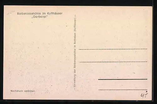 AK Barbarossahöhle im Kyffhäuser, Gerberei