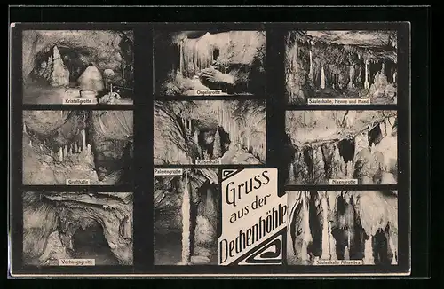 AK Dechenhöhle, Kristallgrotte, Orgelgrotte, Kaiserhalle
