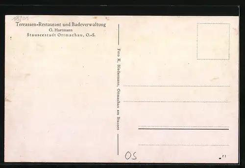 AK Ottmachau, Ortsansicht, Stauseebad, -Fahne