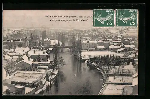 AK Montmorillon, Vue panoramique sur le Pont-Neuf