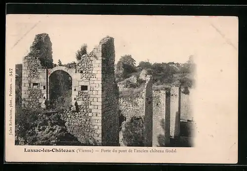 AK Lussac-les-Chateaux, Porte du pont de l`ancien chateau feodal