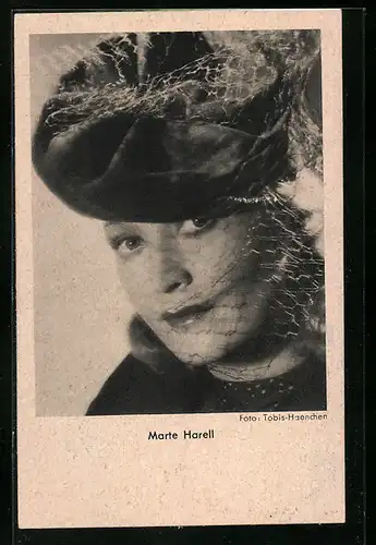 AK Schauspielerin Marte Harell mit Hut