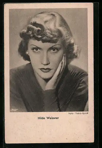 AK Schauspielerin Hilde Weissner in Denkerpose