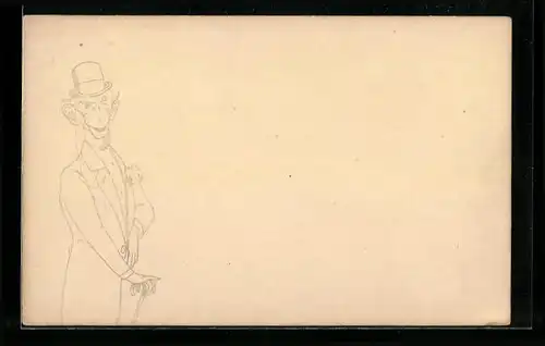 AK Affe in elegantem Anzug mit Hut