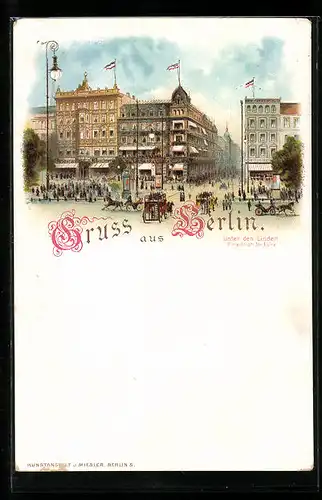 Lithographie Berlin, Restaurant Imperial, Unter den Linden Ecke Friedrichstrasse